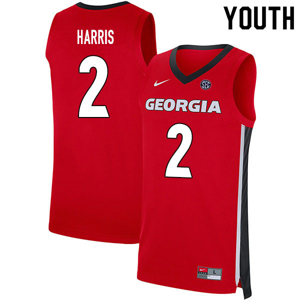 2020 Youth #2 Jordan Harris Georgia Bulldogs College Basketball Jerseys Sale-Red - Click Image to Close